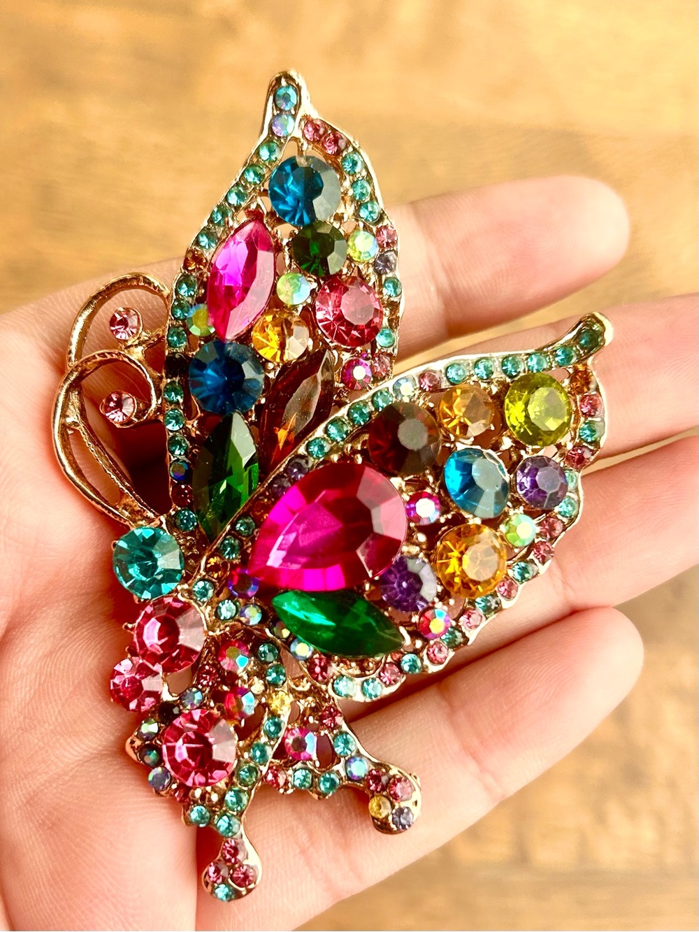 Multicolored Crystal Butterfly Brooch - Women Jewelry